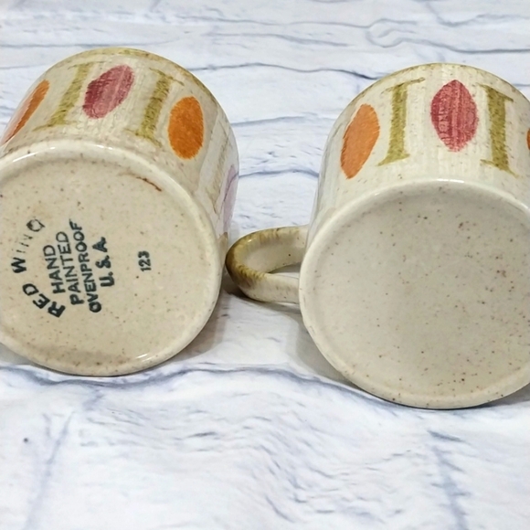 1960s Red Wing Pepe Coffee Cups Vintage Mid Century Modern Four - Picture 7 of 9